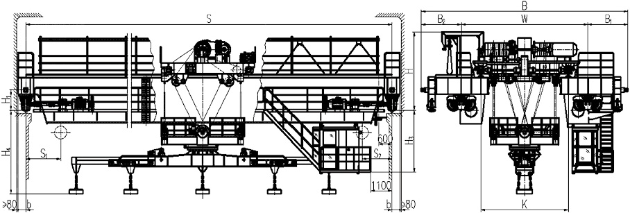 下旋轉(zhuǎn)伸縮電磁掛梁橋式起重機(jī)